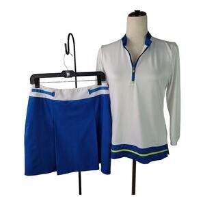 EP Pro White Blue 2 Piece Skort Shorts Top Golf Tennis Activewear Pickleball S P